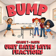 Unit Rates with Fractions BUMP Math Game - No Prep Grade 7 Review Activity
