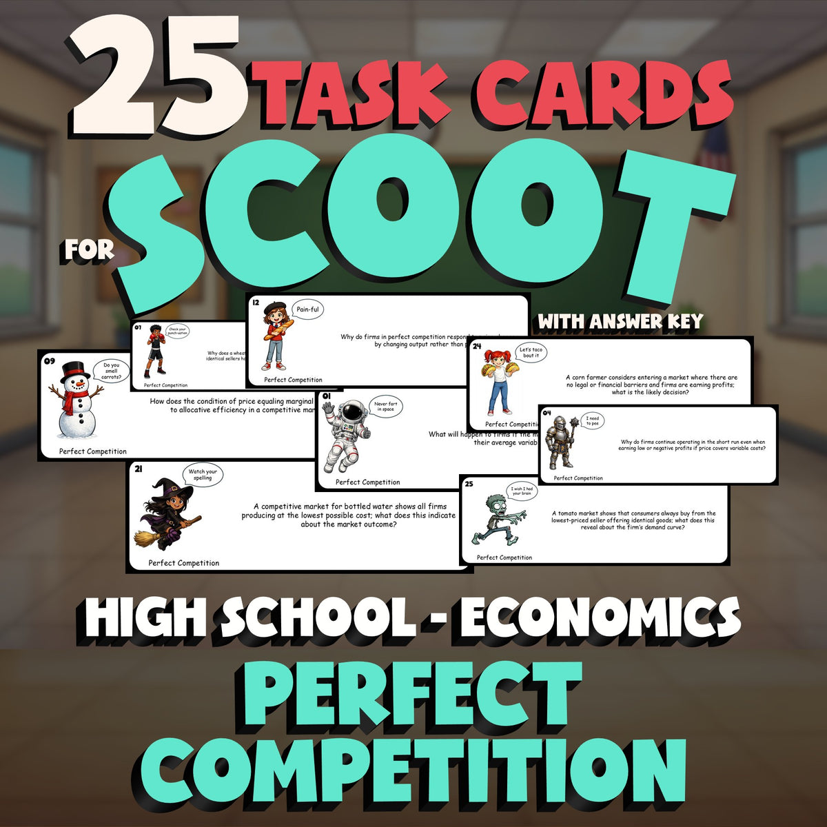 Perfect Competition SCOOT TASK CARDS Economics Game - No Prep Review Activity