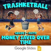 Money Saved Over Time TRASHKETBALL Math Game - No Prep Grade 3 Review Activity