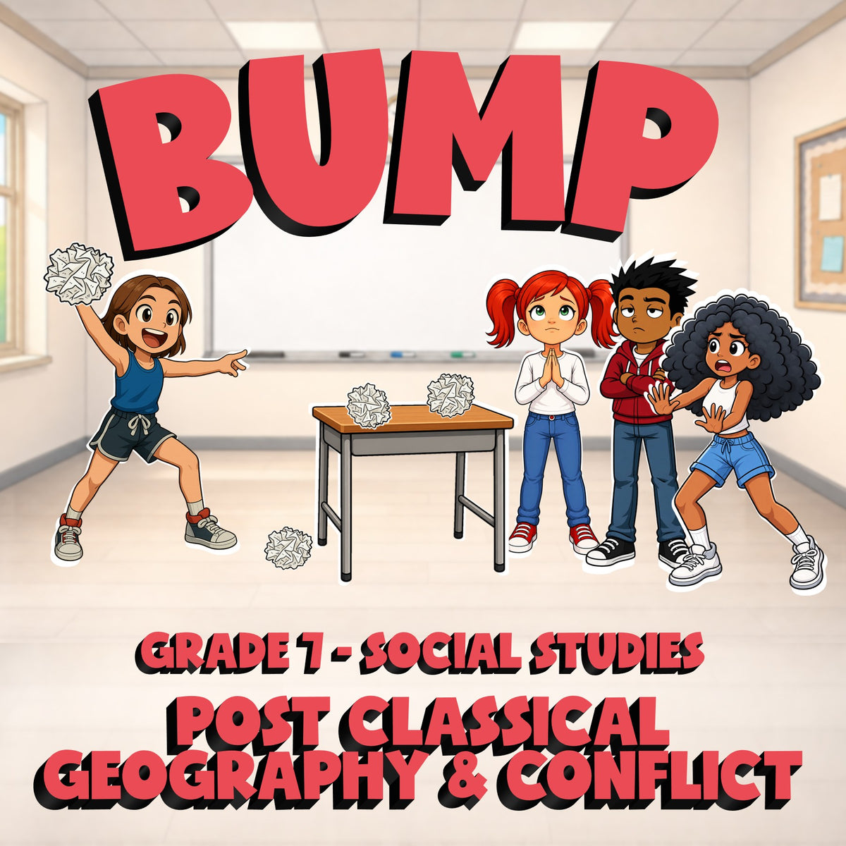 Post Classical Geography & Conflict BUMP Socials Game - No Prep Grade 7 Review