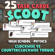 Clockwise vs Counterclockwise Torque SCOOT TASK CARDS Science Game - Physics