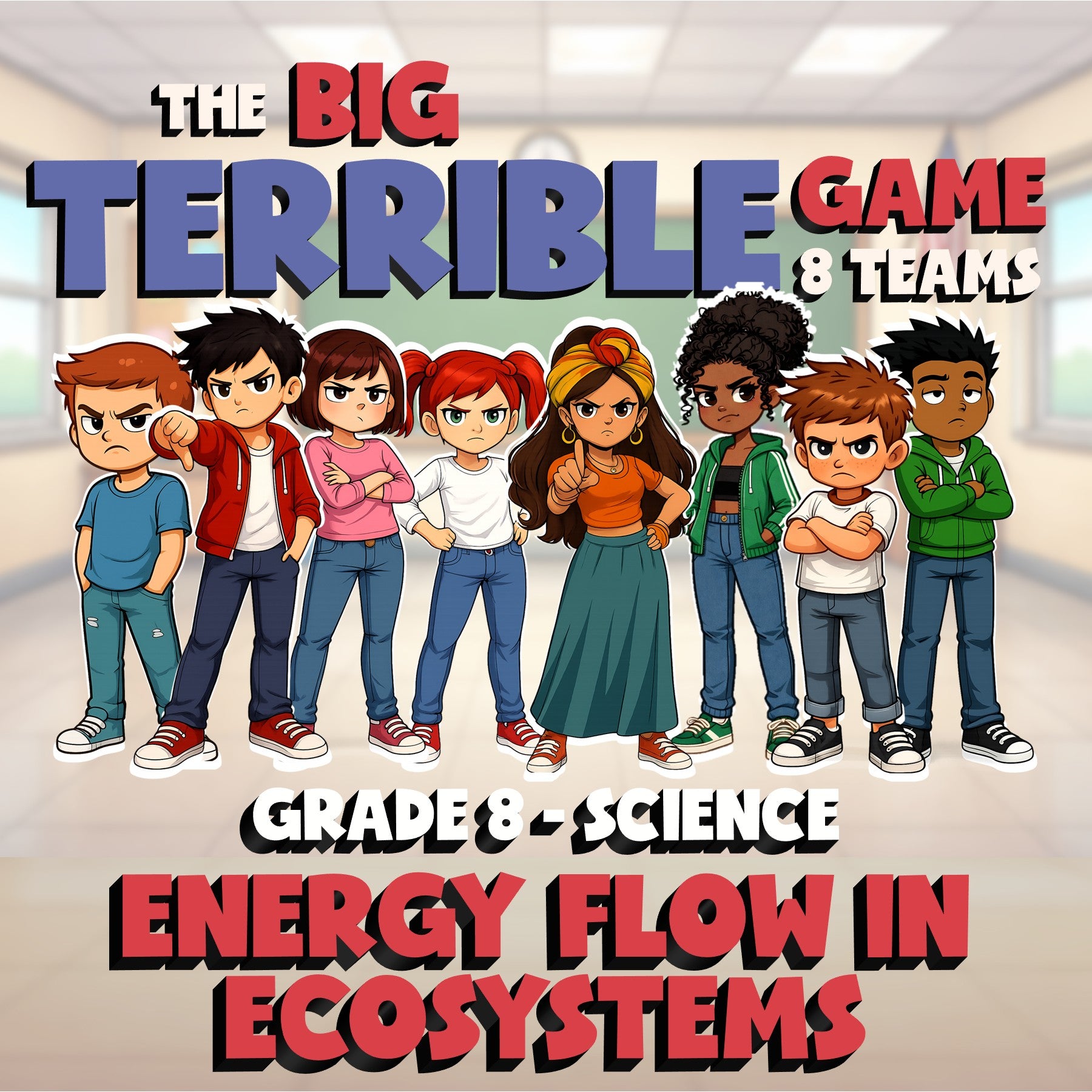 Energy Flow in Ecosystems BIG TERRIBLE GAME - No Prep Grade 8 Science Review