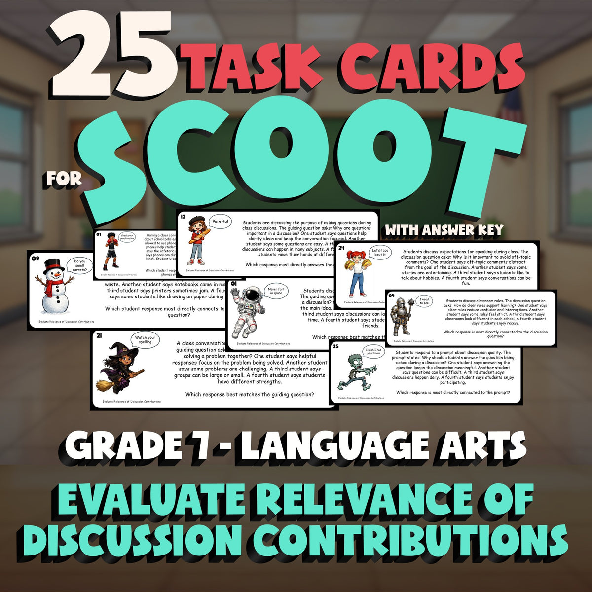 Evaluate Relevance of Discussion Contributions SCOOT TASK CARDS ELA Game Grade 7