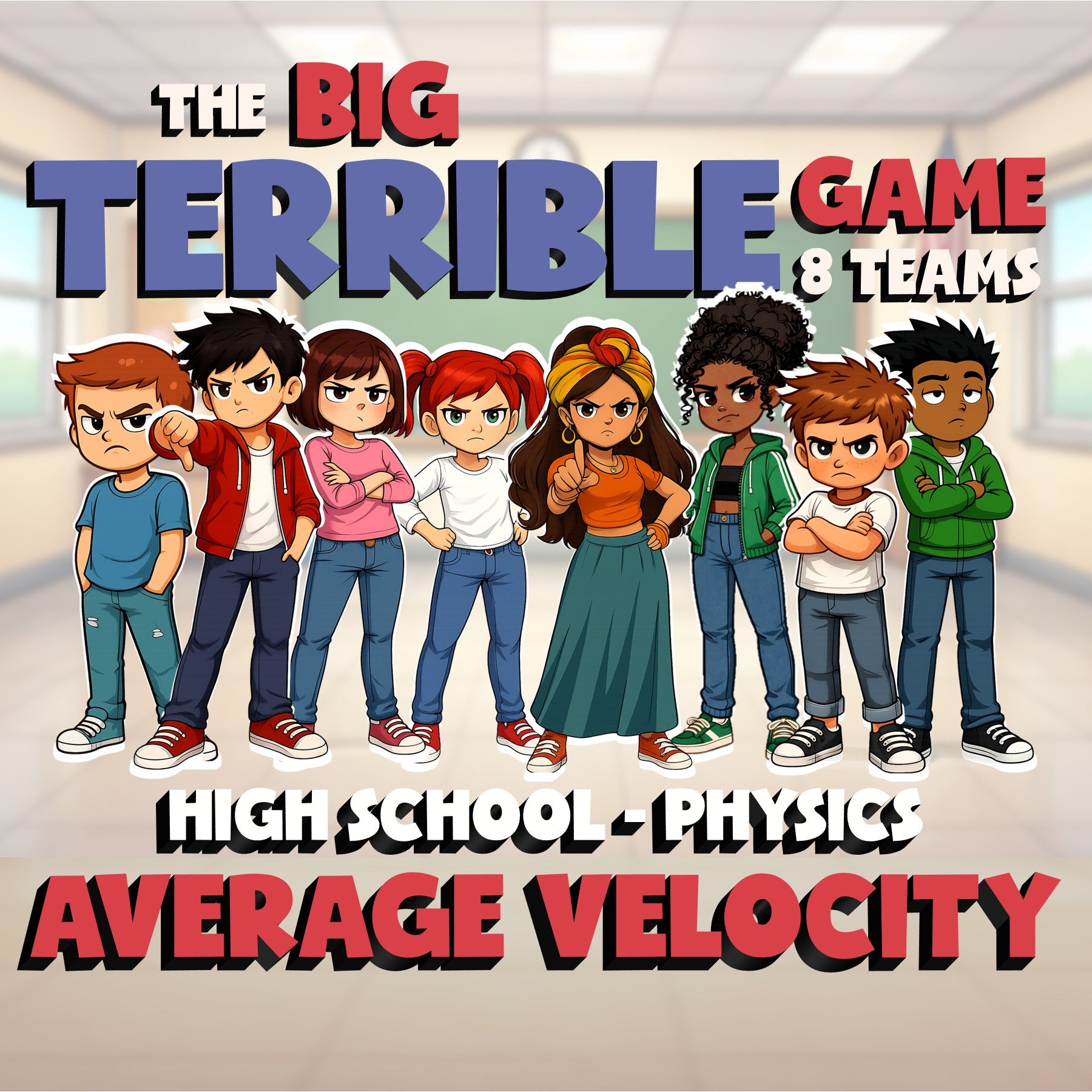 Average Velocity BIG TERRIBLE GAME - No Prep Physics Science Review Activity