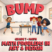 Math Problems in Art & Design BUMP Math Game - No Prep Grade 7 Review Activity