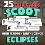 Eclipses SCOOT TASK CARDS Game - No Prep Earth Science Review Activity
