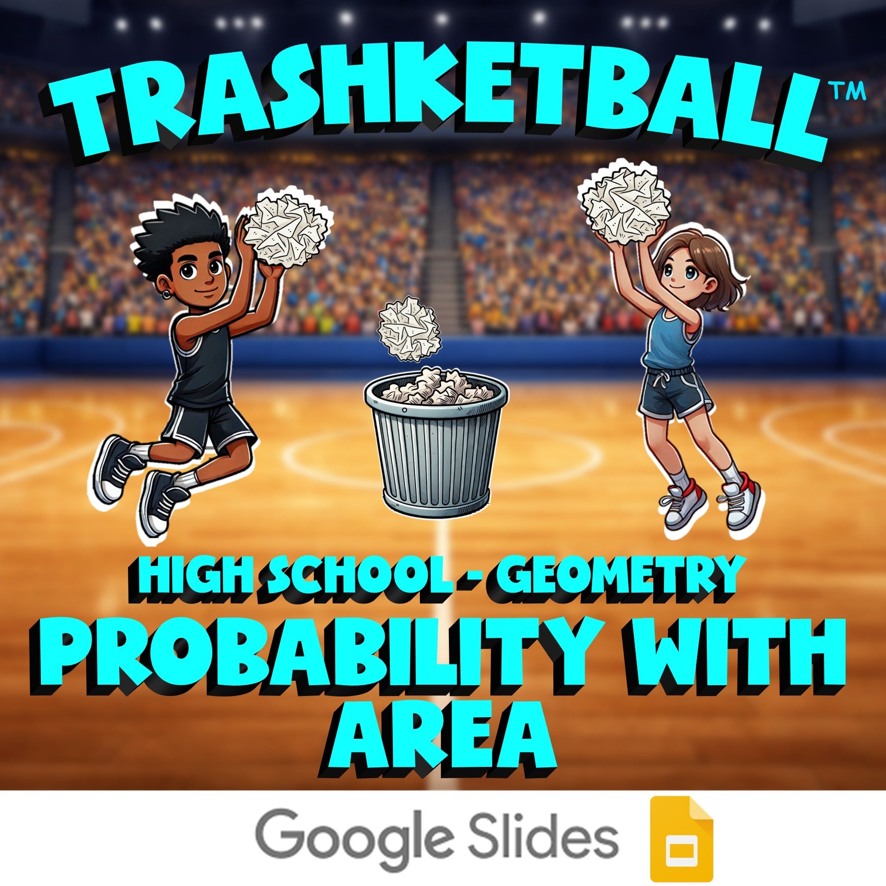 Probability with Area TRASHKETBALL Math Game - No Prep Geometry Review Activity