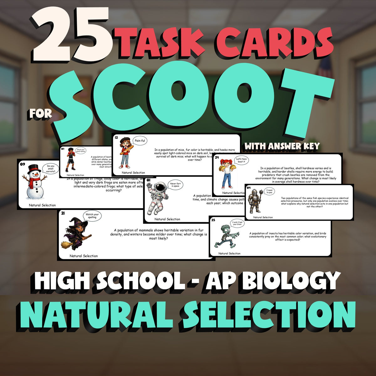 Natural Selection SCOOT TASK CARDS Science Game - No Prep AP Biology Review