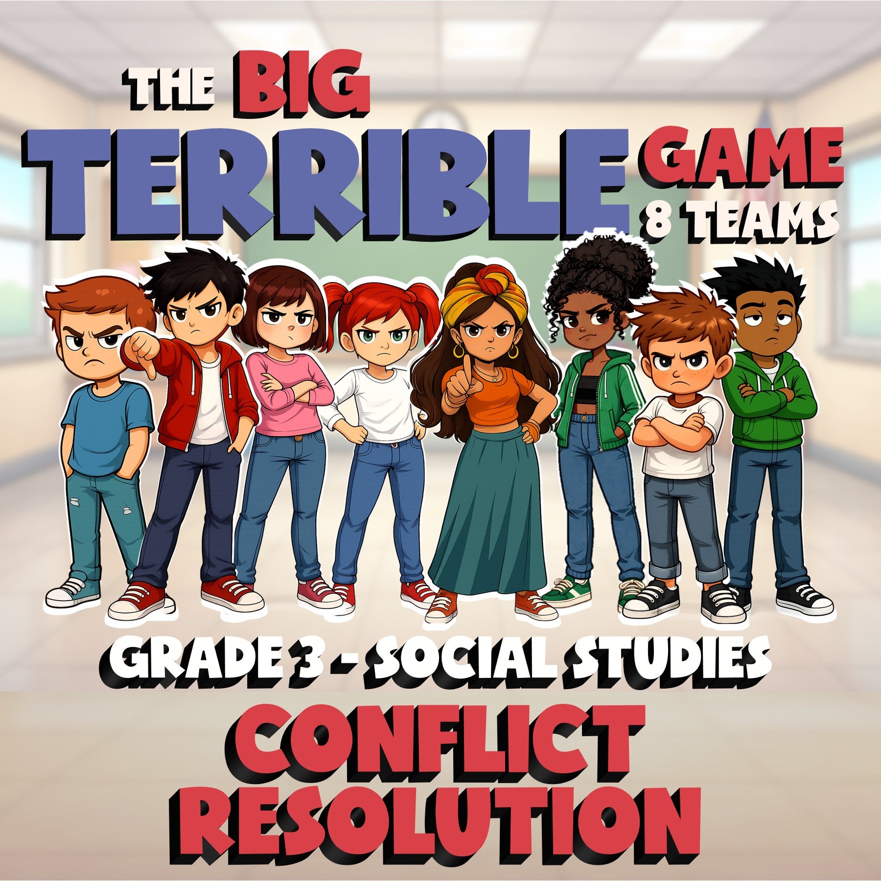 Conflict Resolution BIG TERRIBLE GAME - No Prep Grade 3 Socials Review Activity