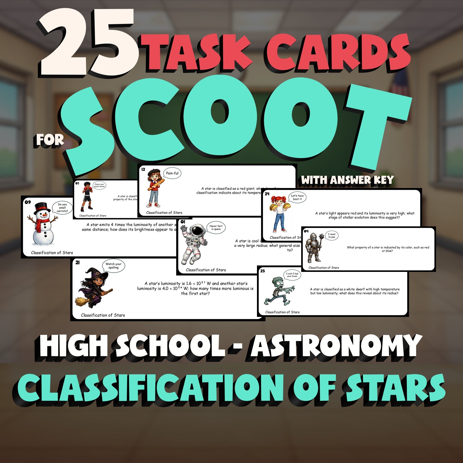 Classification of Stars SCOOT TASK CARDS Science Game - No Prep Astronomy Review