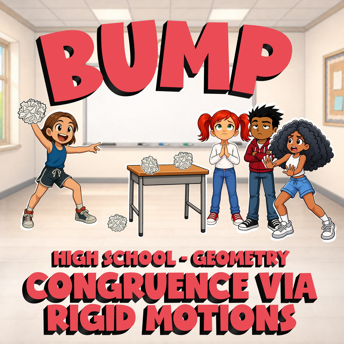 Congruence via Rigid Motions BUMP Math Game - No Prep Geometry Review Activity