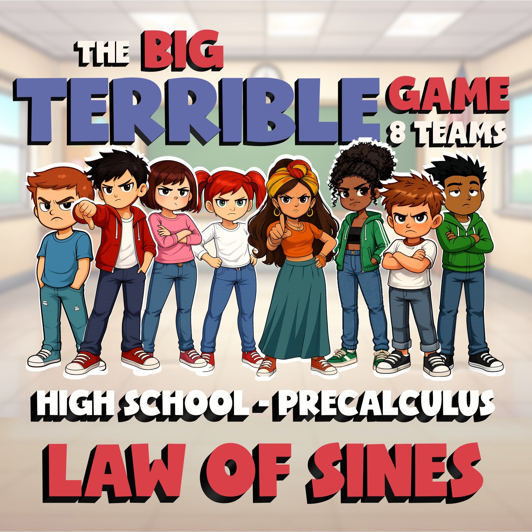 Law of Sines BIG TERRIBLE GAME - No Prep PreCalculus Math Review Activity