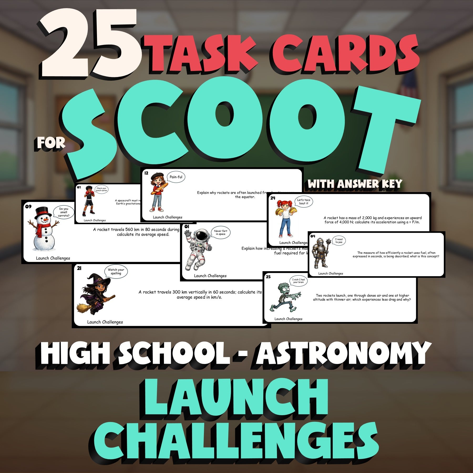 Launch Challenges SCOOT TASK CARDS Science Game - No Prep Astronomy Review