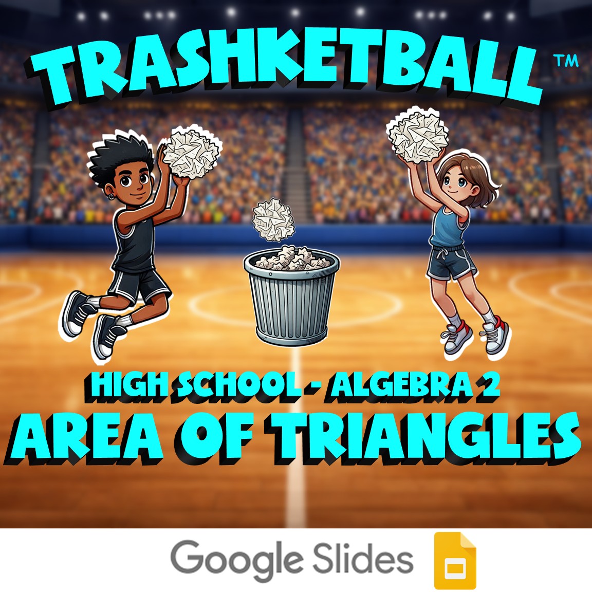 Area of Triangles TRASHKETBALL Math Game - No Prep Algebra 2 Review Activity