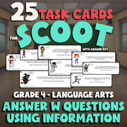 Answer W Questions Using Information SCOOT TASK CARDS ELA Game - No Prep Grade 4