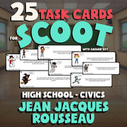 Jean Jacques Rousseau SCOOT TASK CARDS Civics Game - No Prep Review Activity