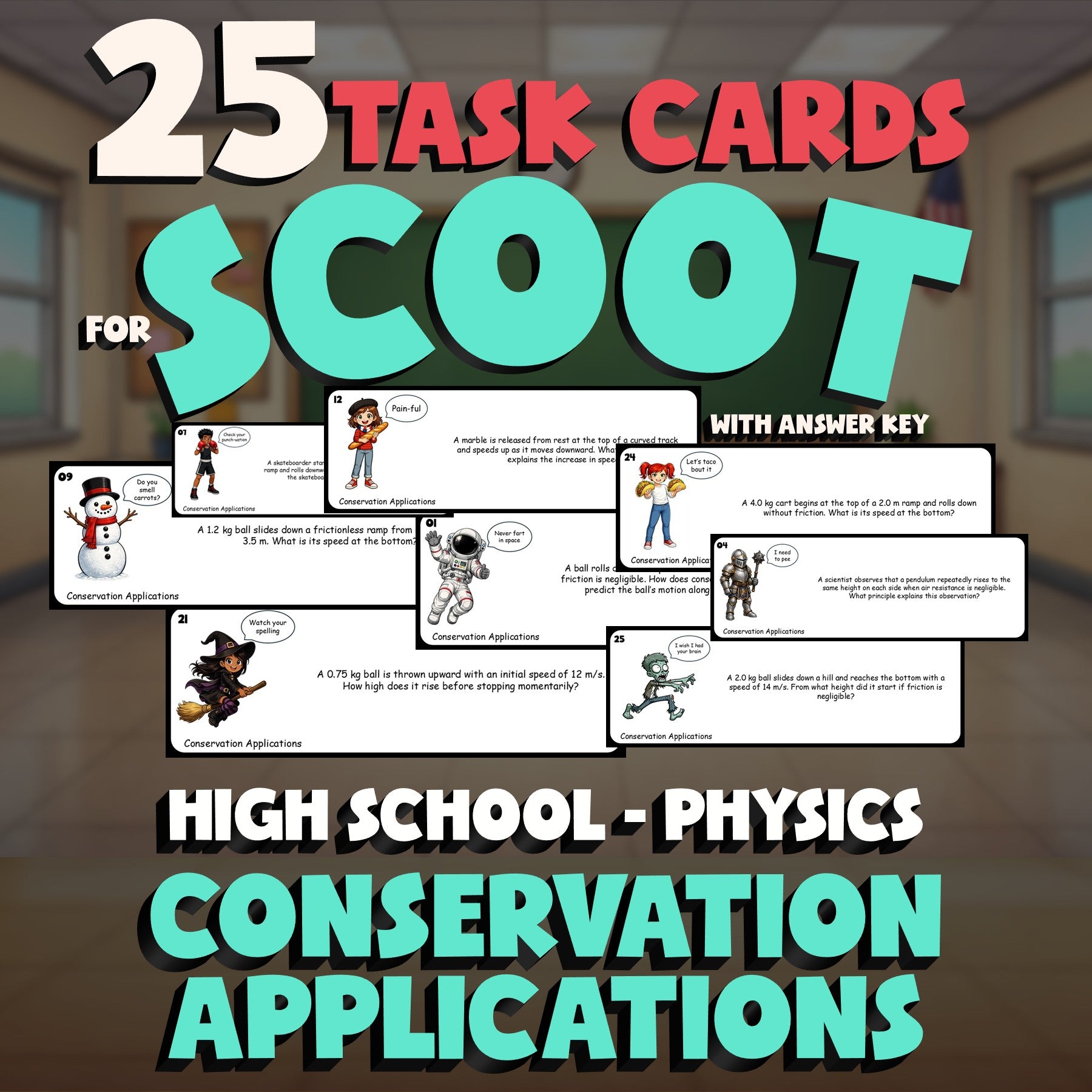 Conservation Applications SCOOT TASK CARDS Science Game - No Prep Physics Review