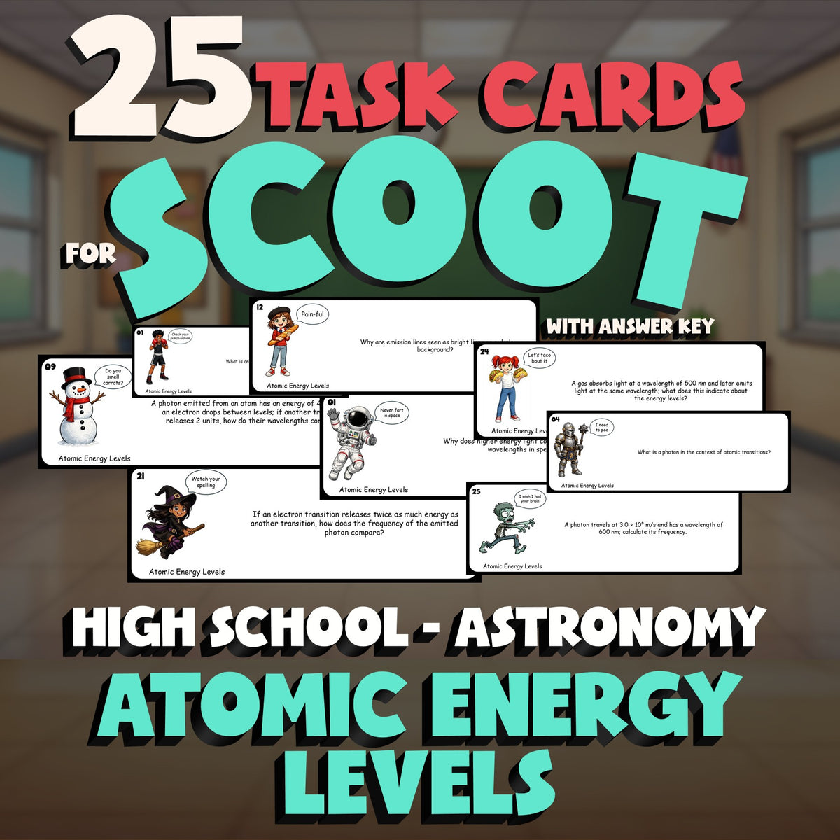Atomic Energy Levels SCOOT TASK CARDS Science Game - No Prep Astronomy Review