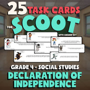 Declaration of Independence SCOOT TASK CARDS Socials Game - No Prep Grade 4