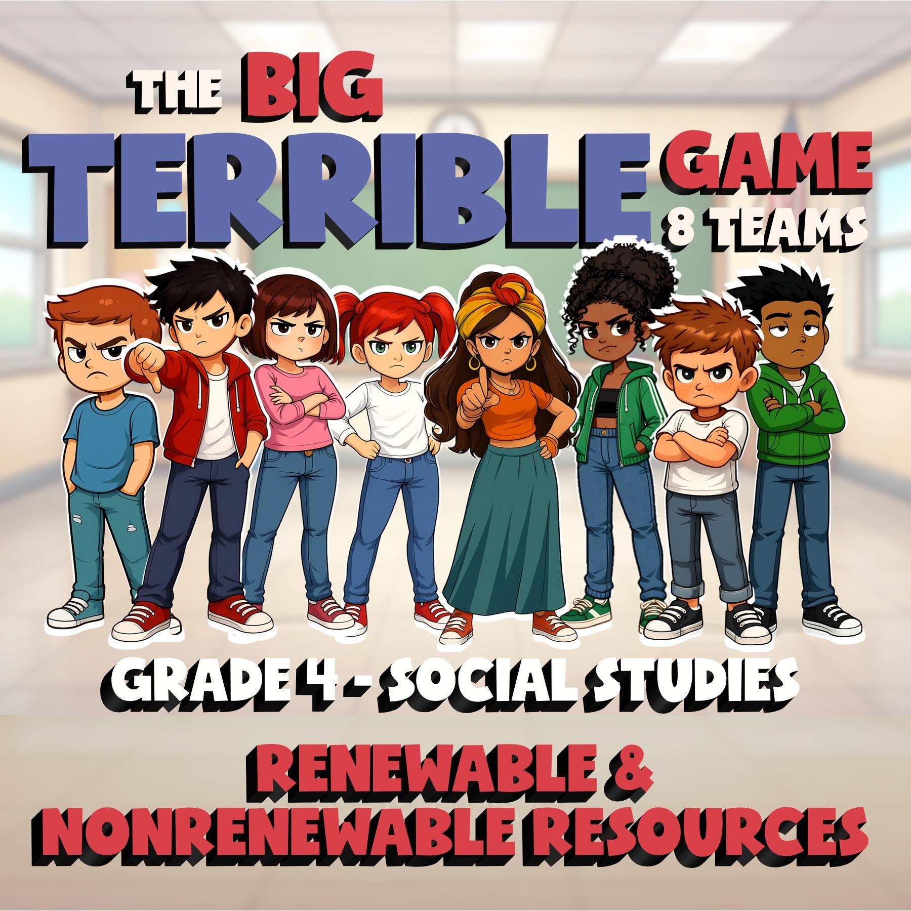 Renewable & Nonrenewable Resources BIG TERRIBLE GAME - Grade 4 Socials Review