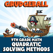 Quadratic Solving Methods GRUDGEBALL Math Game - No Prep Grade 9 Review Activity