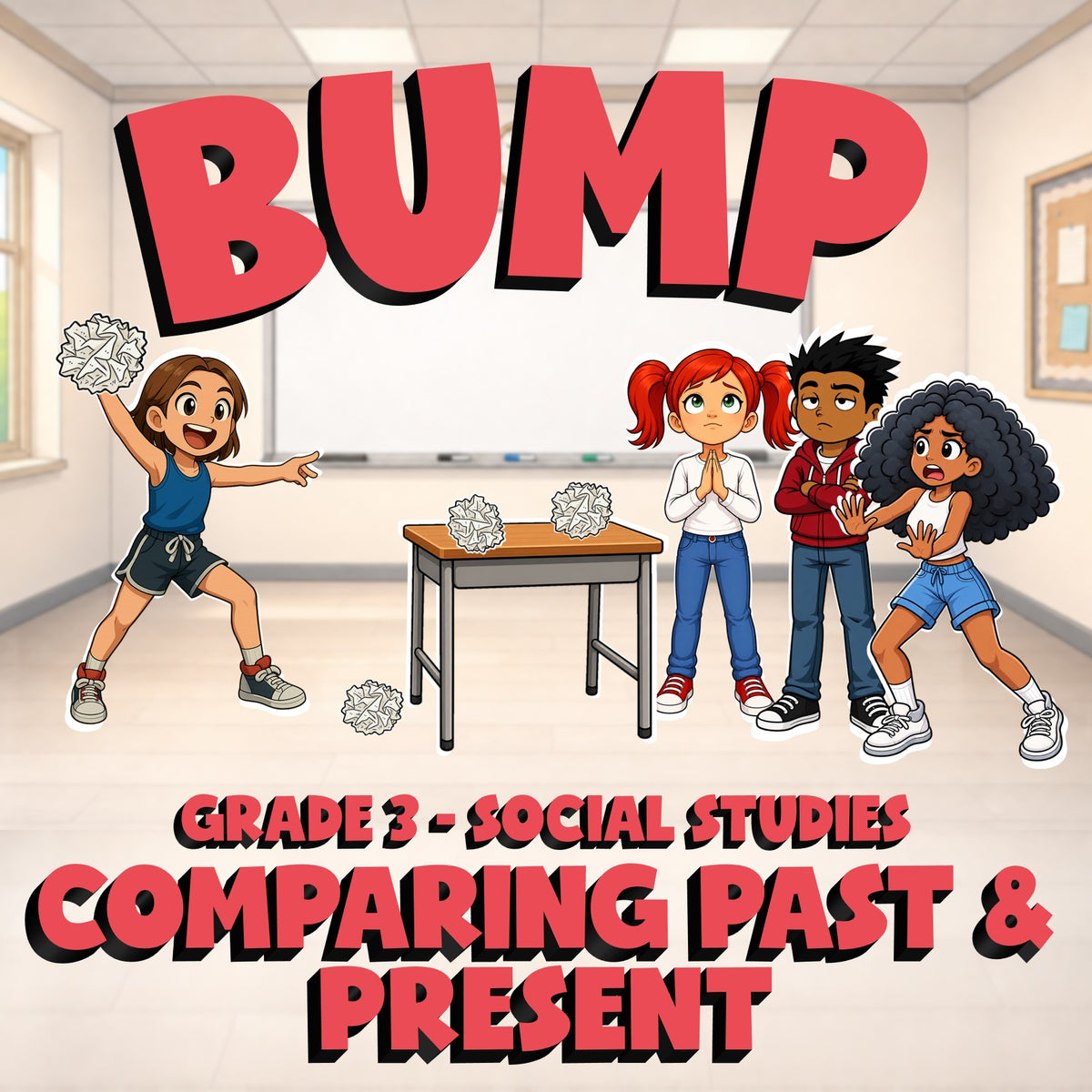 Comparing Past & Present BUMP Socials Game - No Prep Grade 3 Review Activity