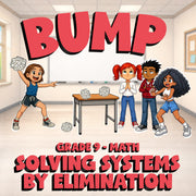 Solving Systems by Elimination BUMP Math Game - No Prep Grade 9 Review Activity