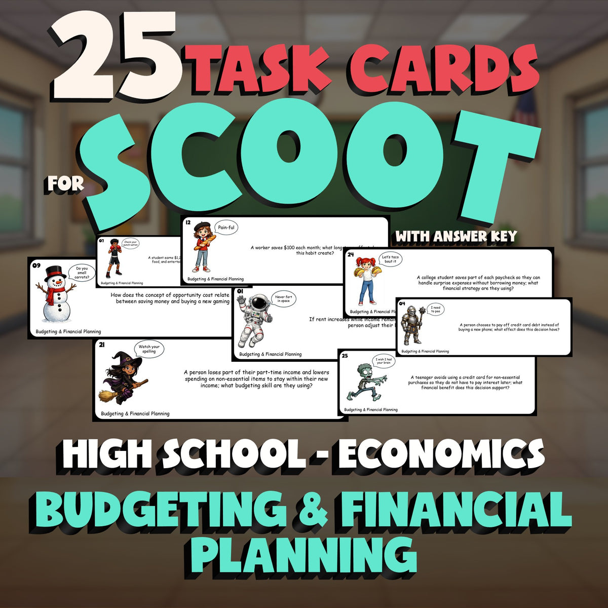 Budgeting & Financial Planning SCOOT TASK CARDS Economics Game - No Prep Review