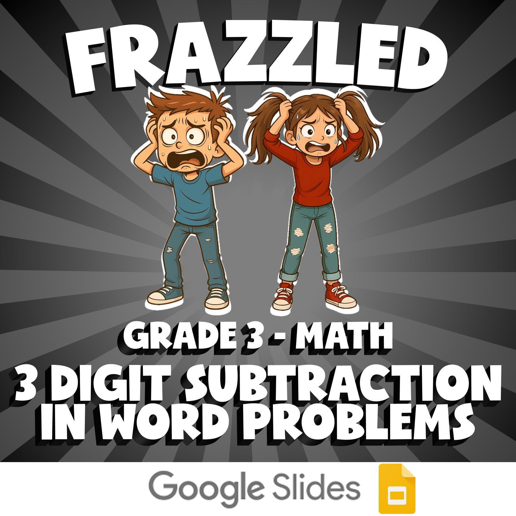 3 Digit Subtraction in Word Problems FRAZZLED Math Game - No Prep Grade 3 Review