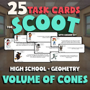 Volume of Cones SCOOT TASK CARDS Math Game - No Prep Geometry Review Activity