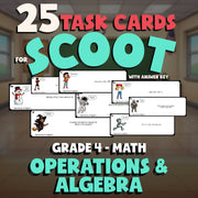Operations & Algebra SCOOT TASK CARDS Math Game - No Prep Grade 4 Review