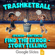 Find the Error - Storytelling TRASHKETBALL Spanish Game - No Prep Exercise
