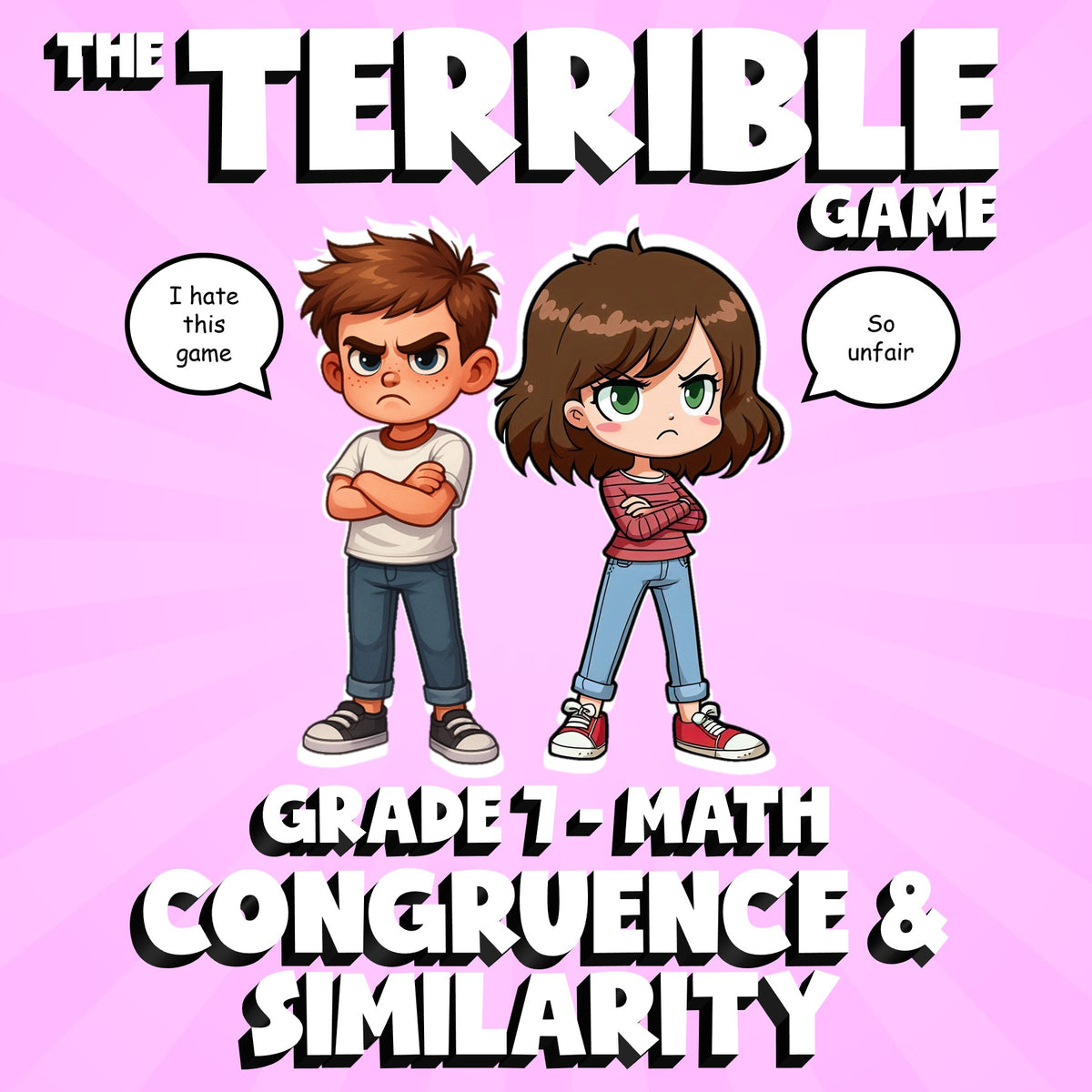 Congruence & Similarity THE TERRIBLE GAME - No Prep Grade 7 Math Review Activity
