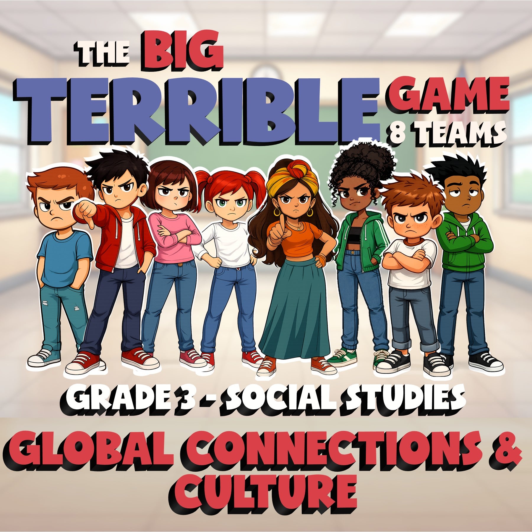 Global Connections & Culture BIG TERRIBLE GAME - No Prep Grade 3 Socials Review