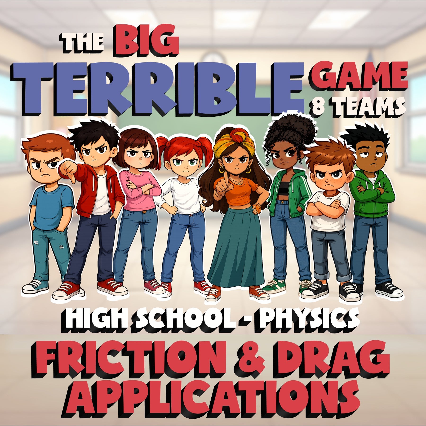 Friction & Drag Applications BIG TERRIBLE GAME - No Prep Physics Science Review