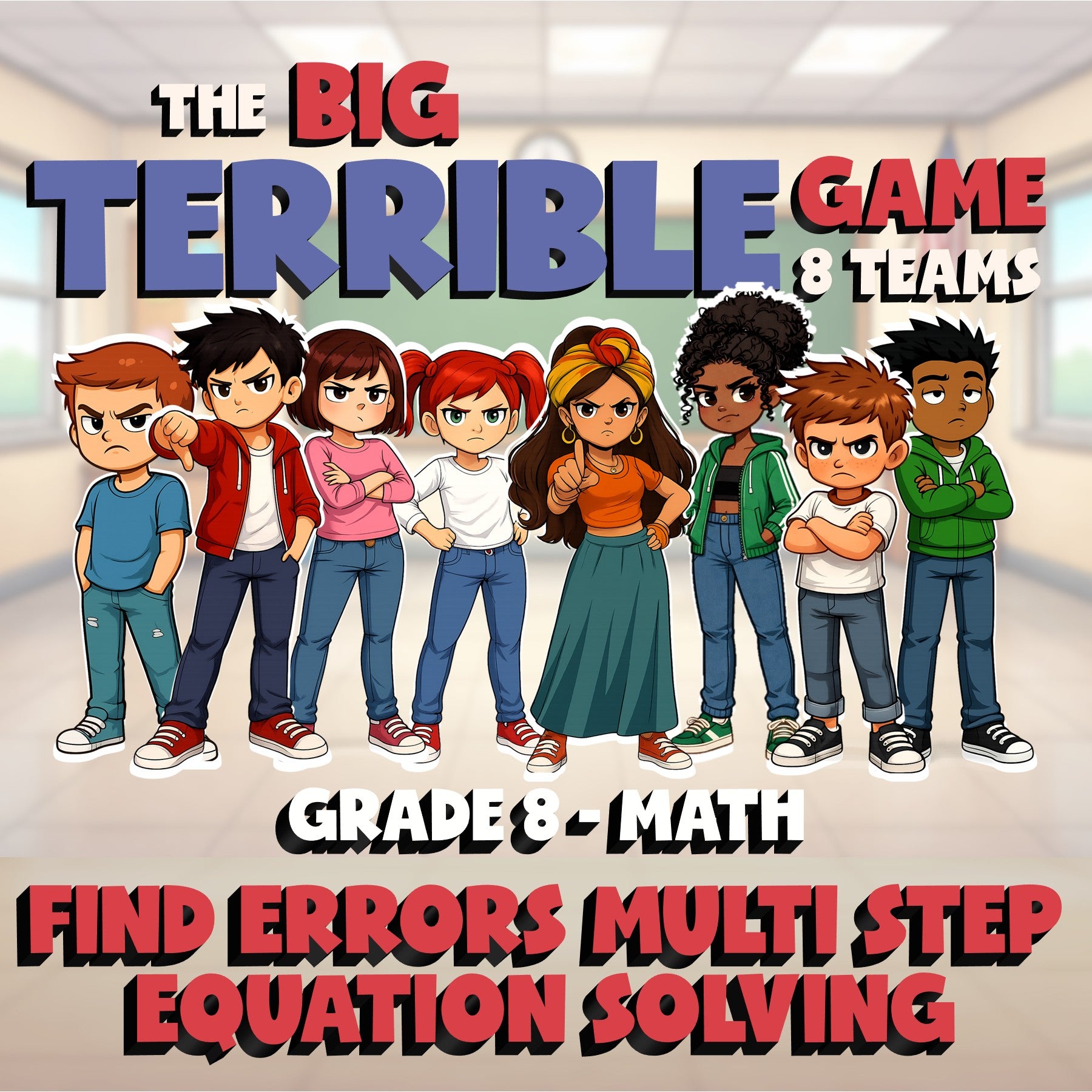 Find Errors Multi Step Equation Solving BIG TERRIBLE GAME - Grade 8 Math Review