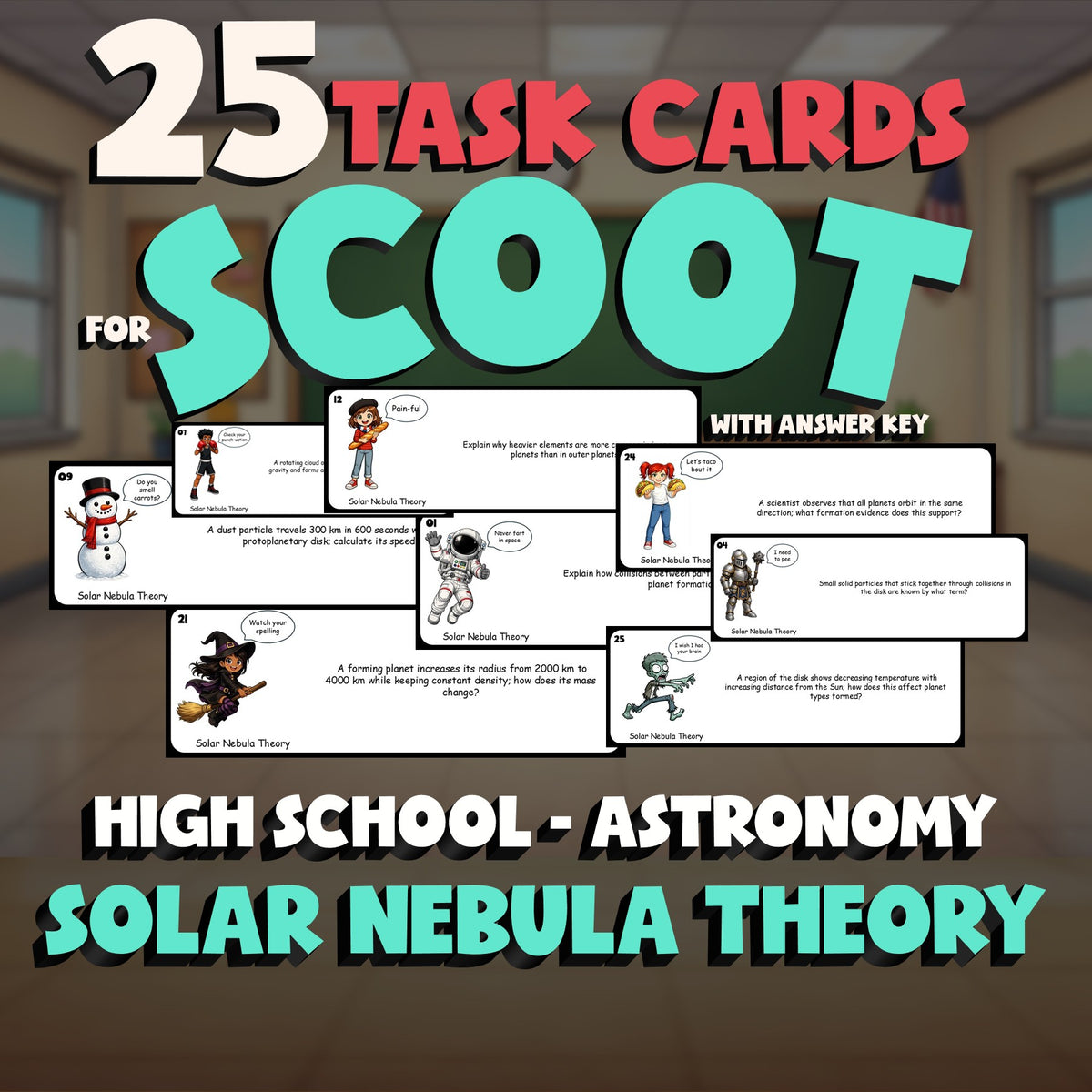 Solar Nebula Theory SCOOT TASK CARDS Science Game - No Prep Astronomy Review
