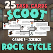 Rock Cycle SCOOT TASK CARDS Science Game - No Prep Grade 9 Review Activity