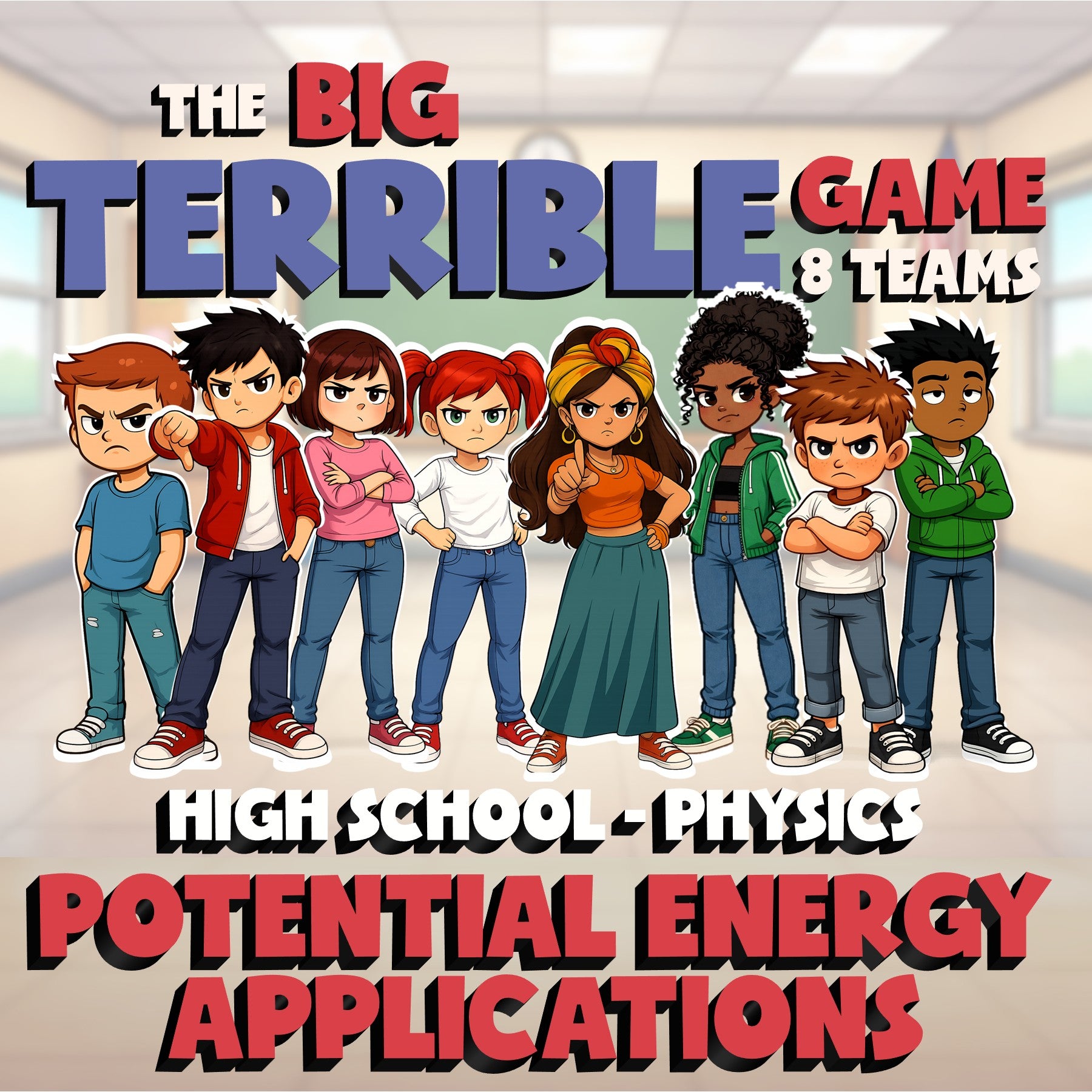 Potential Energy Applications BIG TERRIBLE GAME - No Prep Physics Science Review