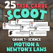 Motion & Newton’s Laws SCOOT TASK CARDS Science Game - No Prep Grade 7 Review