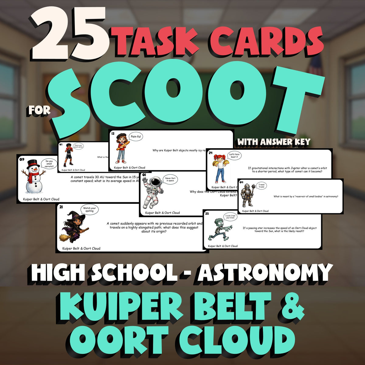 Kuiper Belt & Oort Cloud SCOOT TASK CARDS Science Game - No Prep Astronomy