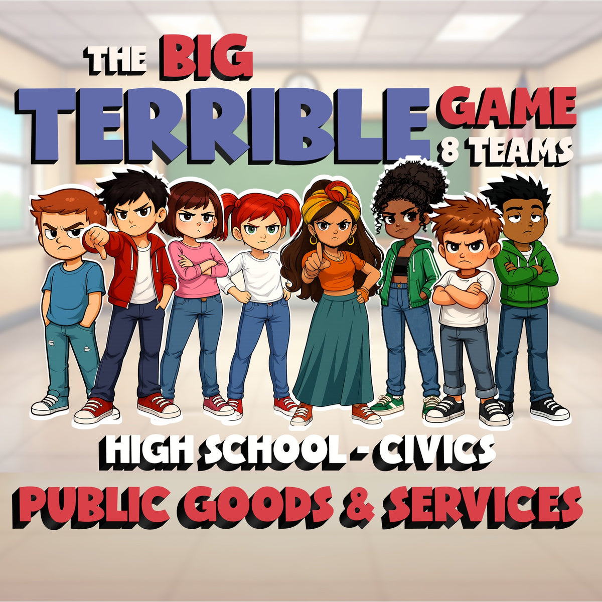 Public Goods & Services BIG TERRIBLE GAME - No Prep Civics Review Activity