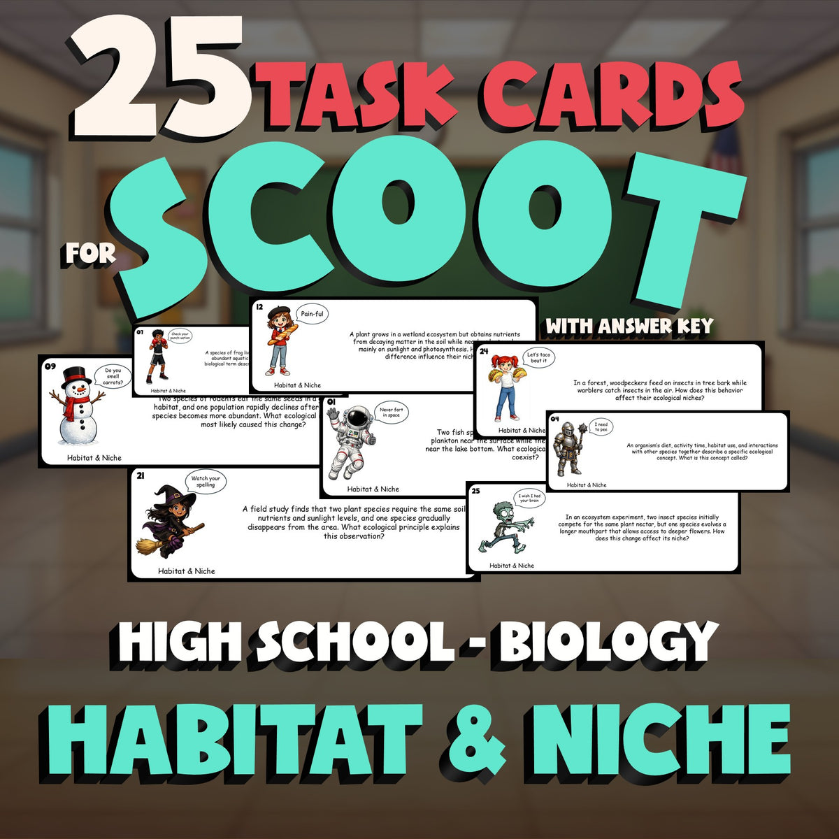 Habitat & Niche SCOOT TASK CARDS Science Game - No Prep Biology Review Activity