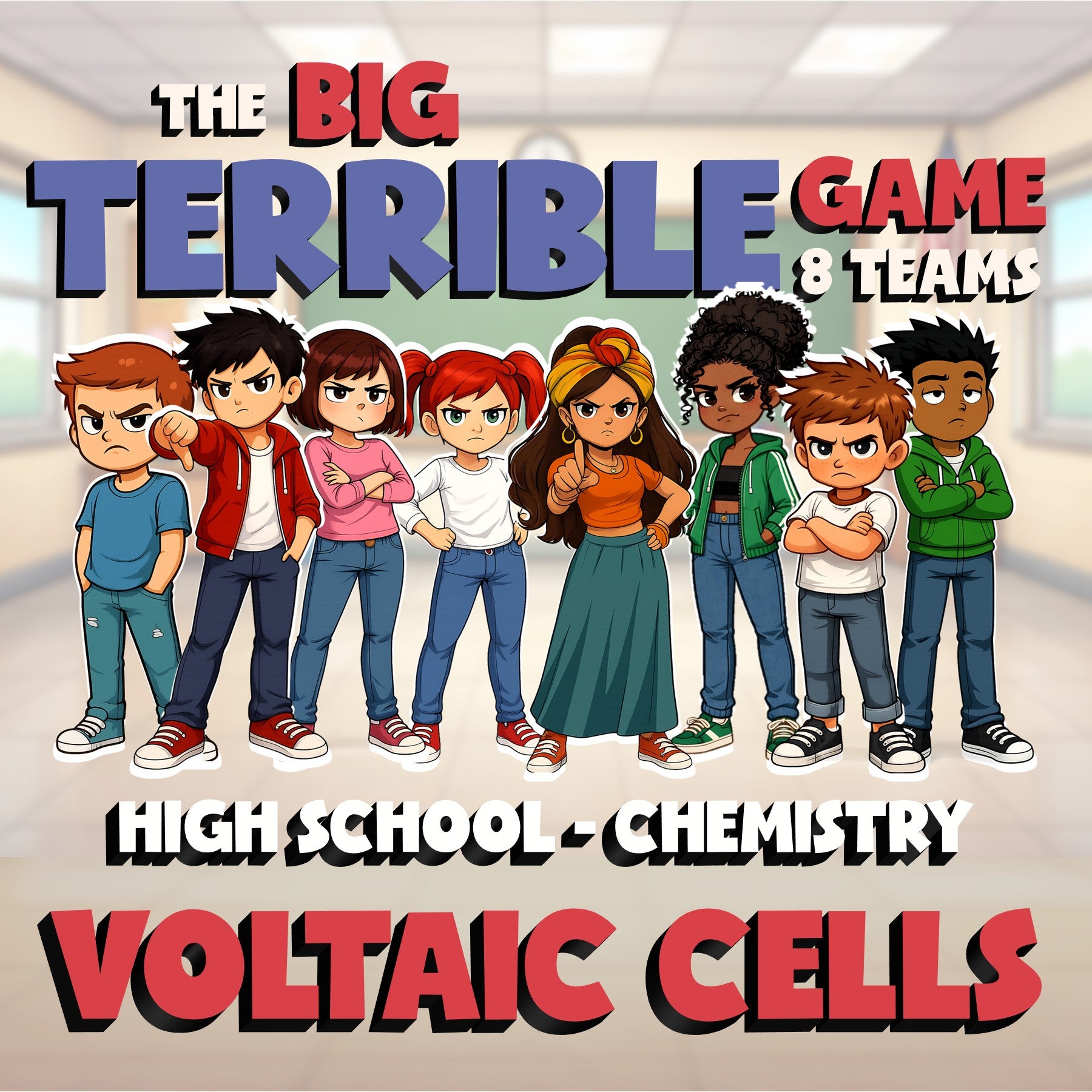 Voltaic Cells BIG TERRIBLE GAME - No Prep Chemistry Science Review Activity