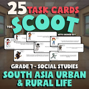 South Asia Urban & Rural Life SCOOT TASK CARDS Socials Game - No Prep Grade 7