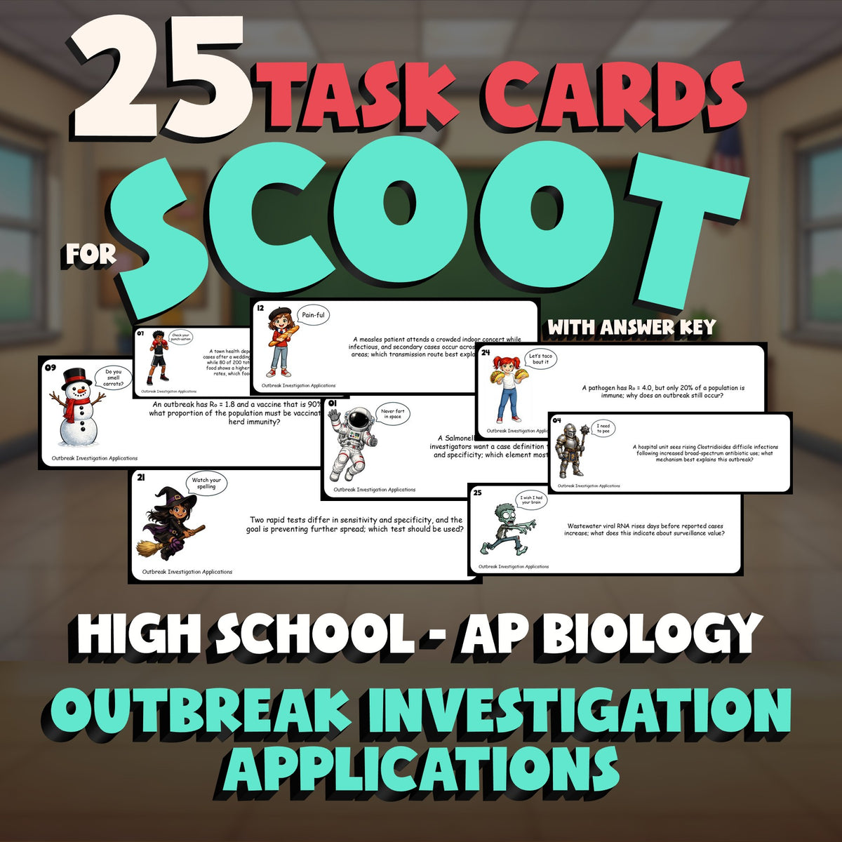 Outbreak Investigation Applications SCOOT TASK CARDS Science Game - AP Biology