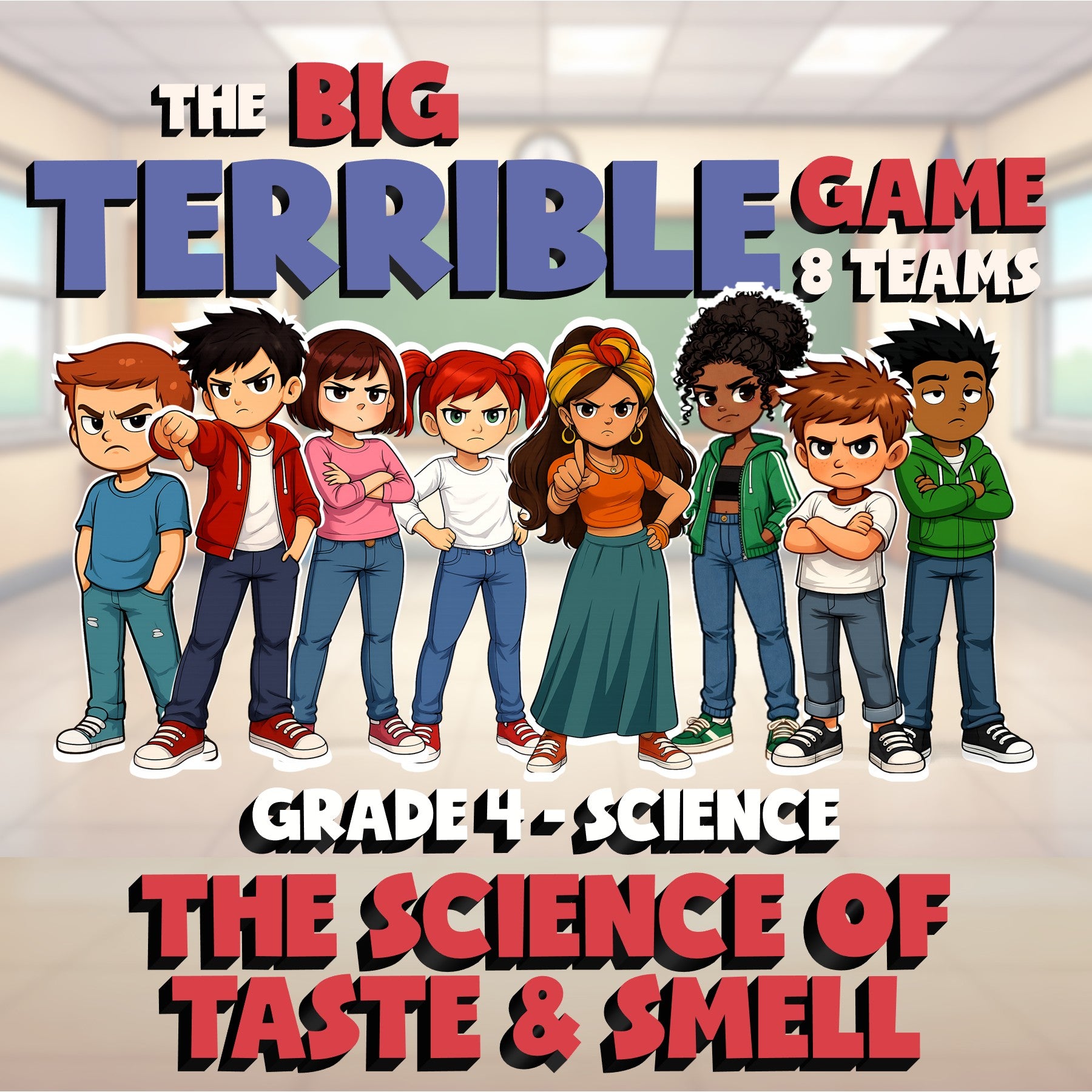 The Science of Taste & Smell BIG TERRIBLE GAME - No Prep Grade 4 Science Review