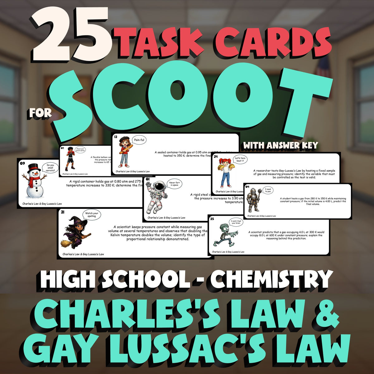 Charles’s Law & Gay Lussac’s Law SCOOT TASK CARDS Science Game - Chemistry