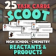 Reactants & Products SCOOT TASK CARDS Science Game - No Prep Chemistry Review