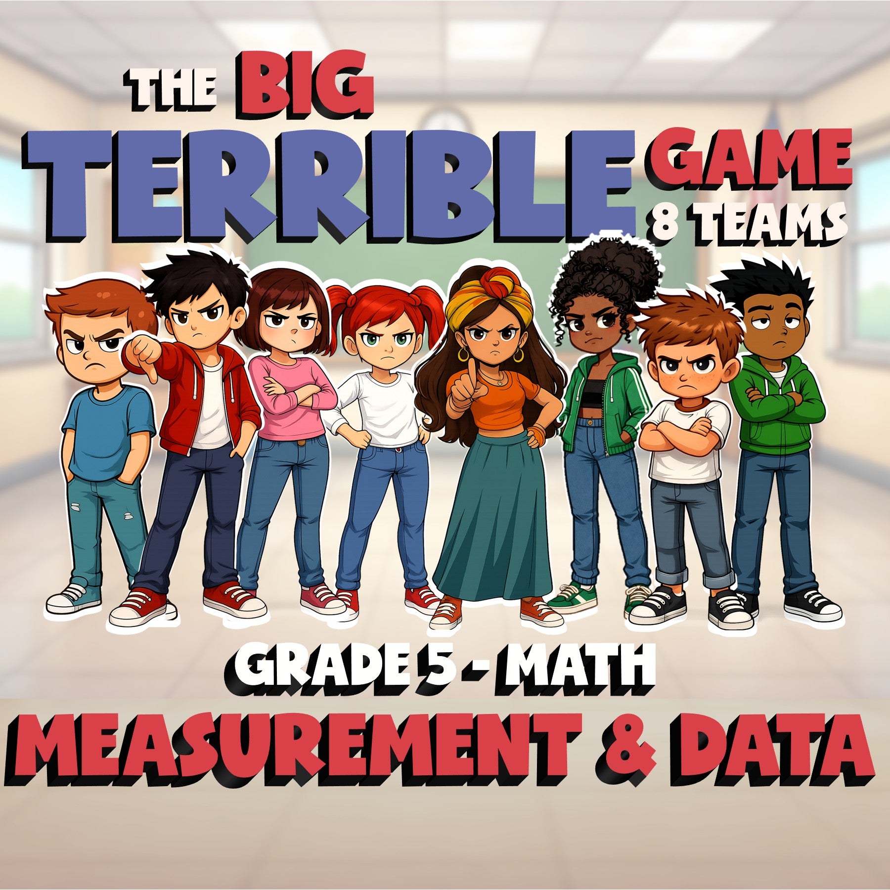 Measurement & Data BIG TERRIBLE GAME - No Prep Grade 5 Math Review Activity